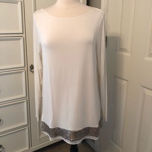 Holiday Tunic with Gold Sequin Trim